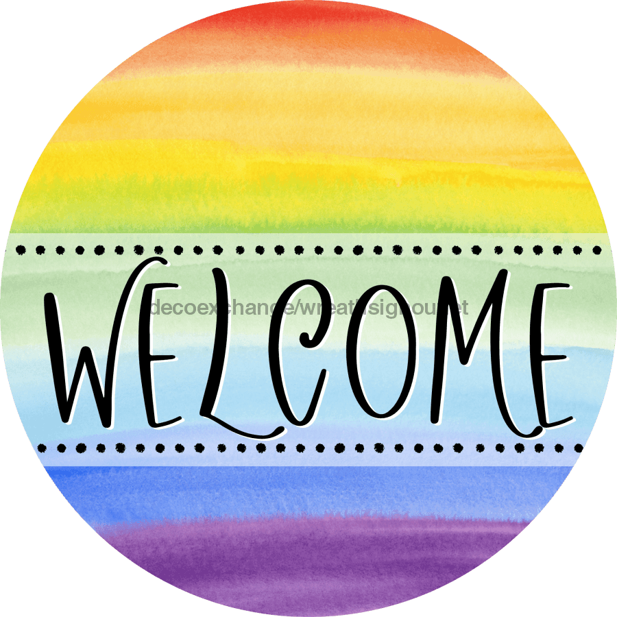 Welcome Wreath Sign, Pride Wreath, DECOE-4123-A, 11.75 metal Round