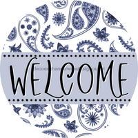 Thumbnail for Welcome Wreath Sign, Spring Floral Wreath, DECOE-4109-A, 11.75 metal Round