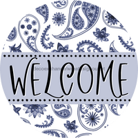 Thumbnail for Welcome Wreath Sign, Spring Floral Wreath, DECOE-4109-B, 8 metal Round