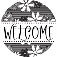 Thumbnail for Welcome Wreath Sign, Spring Floral Wreath, DECOE-4110, 10 metal Round