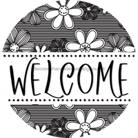 Thumbnail for Welcome Wreath Sign, Spring Floral Wreath, DECOE-4110-A, 11.75 metal Round