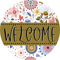 Thumbnail for Welcome Wreath Sign, Spring Floral Wreath, DECOE-4112-B, 8 metal Round