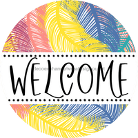 Thumbnail for Welcome Wreath Sign, Spring Floral Wreath, DECOE-4113-A, 11.75 metal Round