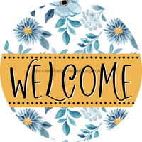 Thumbnail for Welcome Wreath Sign, Spring Floral Wreath, DECOE-4116, 10 metal Round