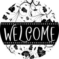 Thumbnail for Welcome Wreath Sign, Spring Floral Wreath, DECOE-4117, 10 metal Round