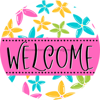 Thumbnail for Welcome Wreath Sign, Summer Wreath, DECOE-4126-B, 8 metal Round
