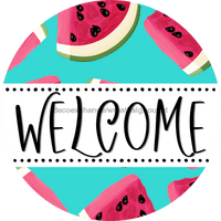 Thumbnail for Welcome Wreath Sign, Watermelon Wreath, DECOE-4124-A, 11.75 metal Round