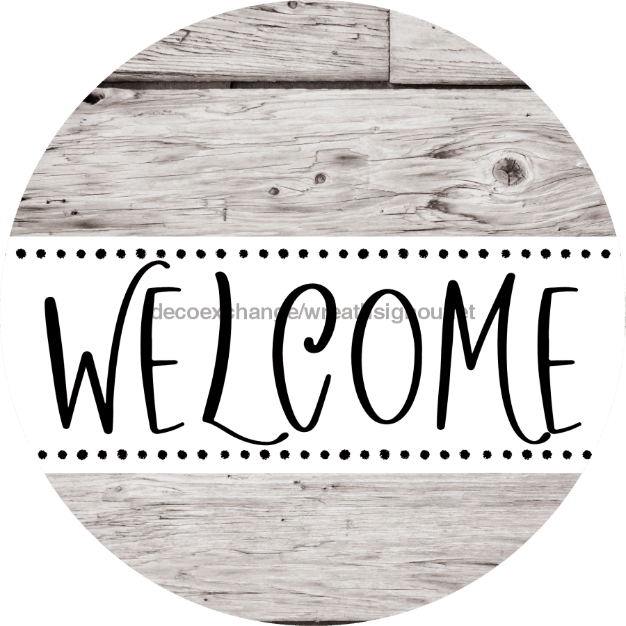 Welcome Wreath Sign, Wood Stain Wreath, DECOE-4145-A, 11.75 metal Round