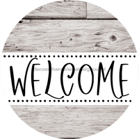 Thumbnail for Welcome Wreath Sign, Wood Stain Wreath, DECOE-4145, 10 vinyl Round