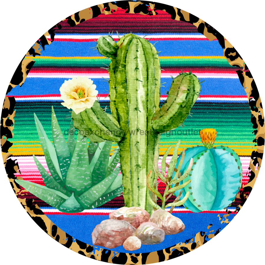Wreath Sign, Western Sign, Serape Sign, 10" Round, Metal Sign, DECOE-677, DecoExchange, Sign For Wreath - DecoExchange