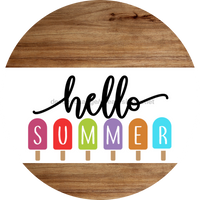 Thumbnail for White Hello Summer Door Hanger Dco-01643-Dh-W 18’ Round Wood