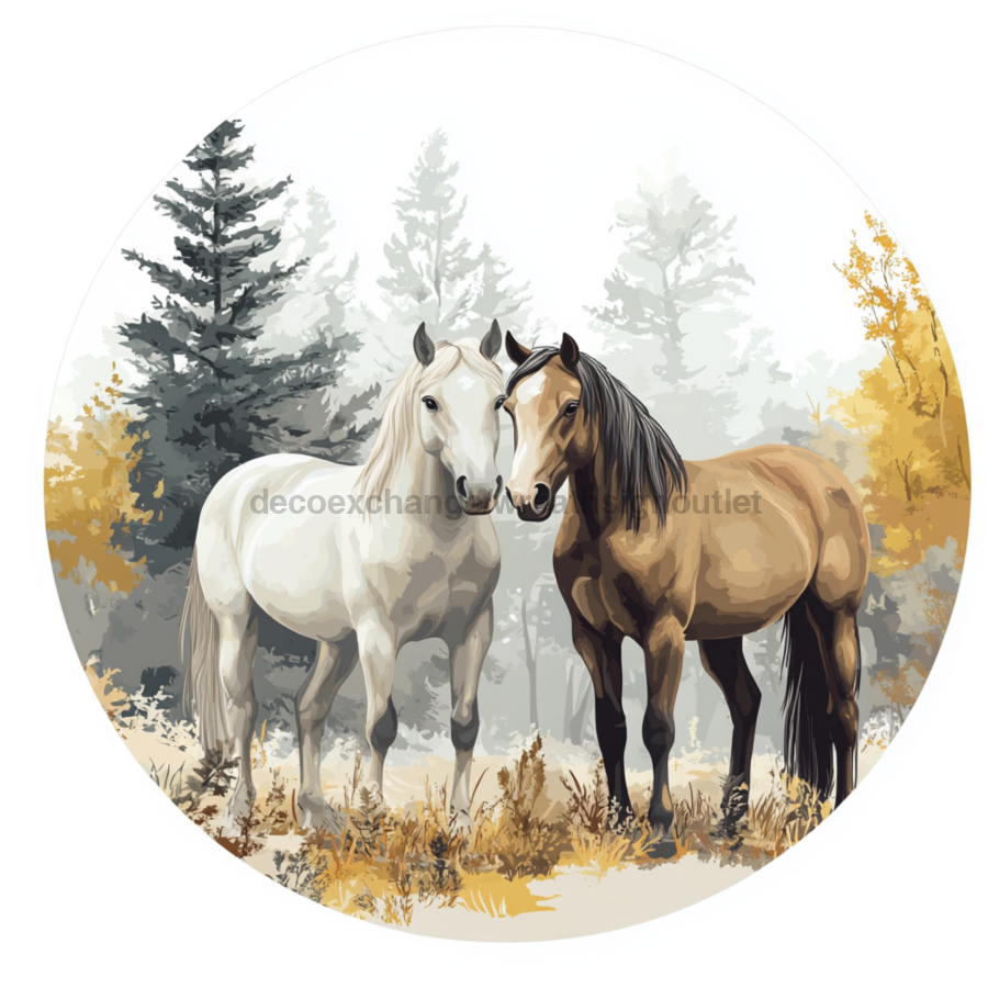 Wild Horses Wall Art, MB-00051, Sign For Wreath, 10" Metal Sign