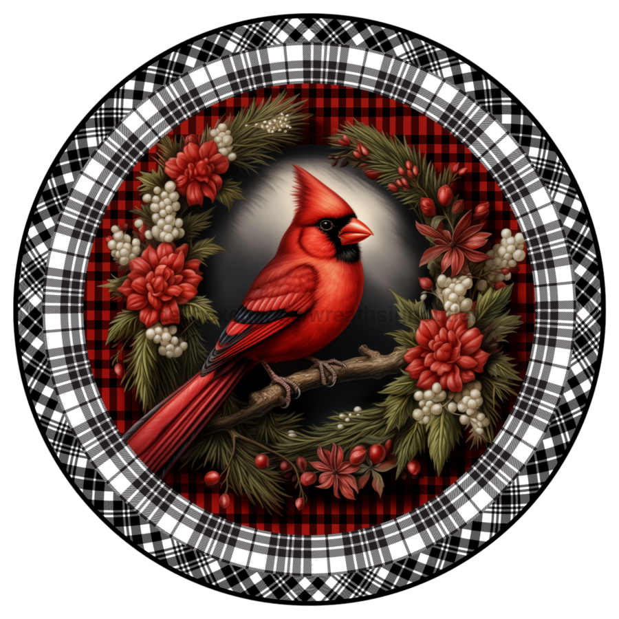 Winter Cardinal 10" Metal Wreath Sign - DECOE-4794