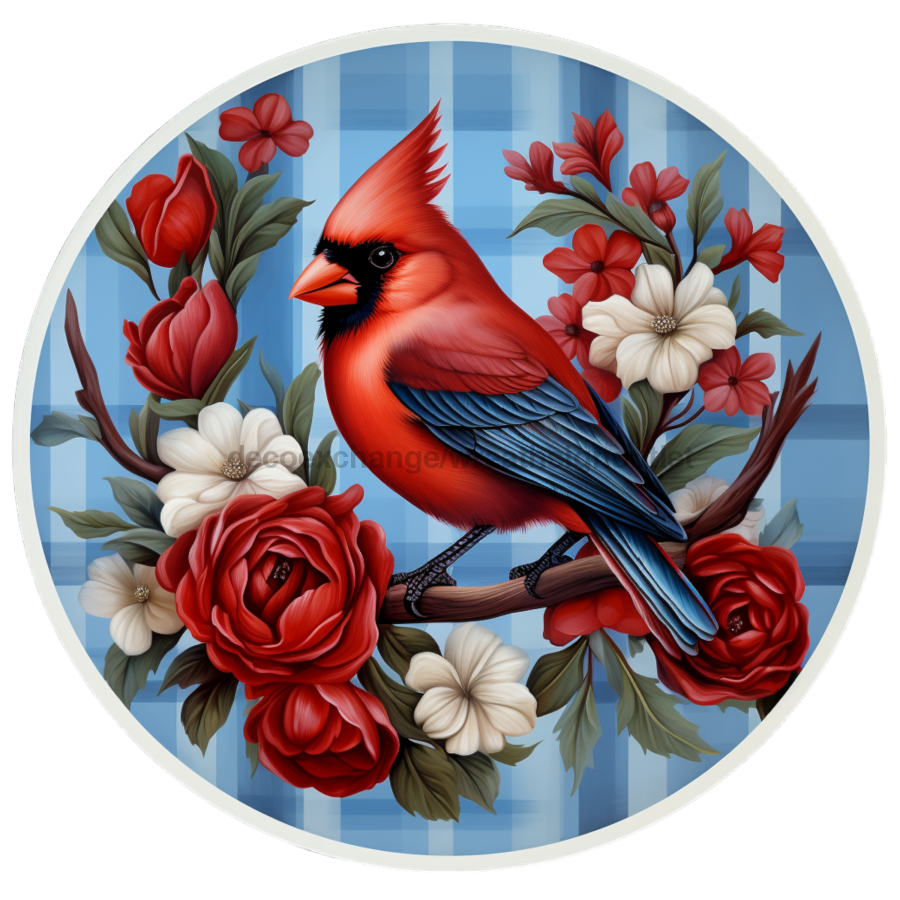 Winter Cardinal 10" Metal Wreath Sign - DECOE-4795