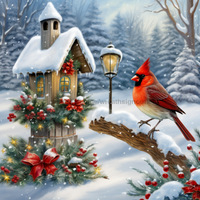 Thumbnail for Winter Cardinal 10x10" Metal Wreath Sign - DECOE-4804