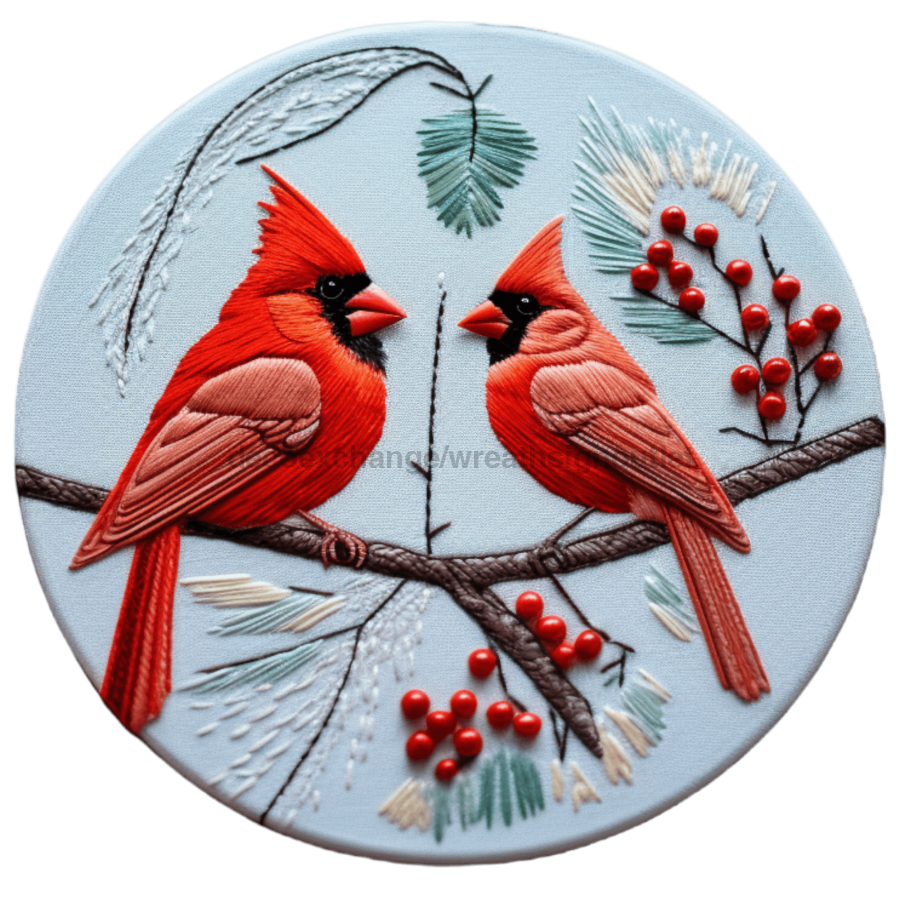 Winter Cardinal 10" Metal Wreath Sign - DECOE-4860