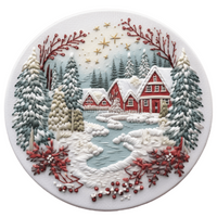 Thumbnail for Winter Christmas Scene 10" Metal Wreath Sign - DECOE-4872