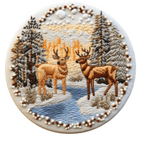 Thumbnail for Winter Christmas Scene 10" Metal Wreath Sign - DECOE-4873