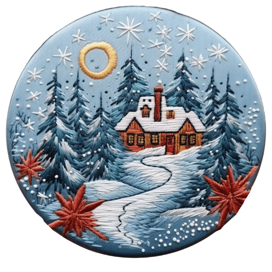 Winter Christmas Scene 10" Metal Wreath Sign - DECOE-4875