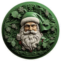 Thumbnail for Winter Sign Green Santa Dco-00651 For Wreath 10 Round Metal