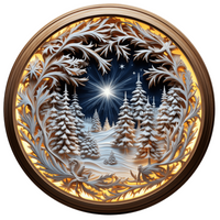 Thumbnail for Winter Lighted Scene 10" Metal Wreath Sign - DECOE-4899