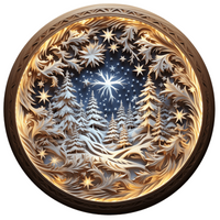 Thumbnail for Winter Lighted Scene 10" Metal Wreath Sign - DECOE-4902
