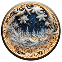 Thumbnail for Winter Lighted Scene 10" Metal Wreath Sign - DECOE-4904