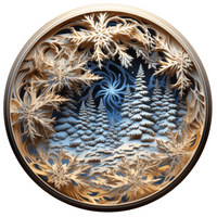 Thumbnail for Winter Lighted Scene 10" Metal Wreath Sign - DECOE-4905