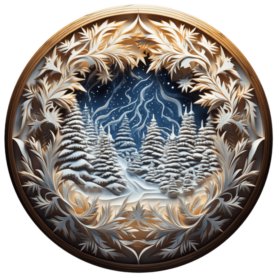 Winter Lighted Scene 10" Metal Wreath Sign - DECOE-4907