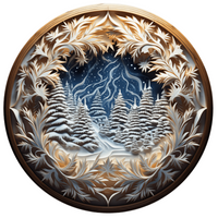 Thumbnail for Winter Lighted Scene 10" Metal Wreath Sign - DECOE-4907