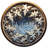 Thumbnail for Winter Lighted Scene 10" Metal Wreath Sign - DECOE-4908