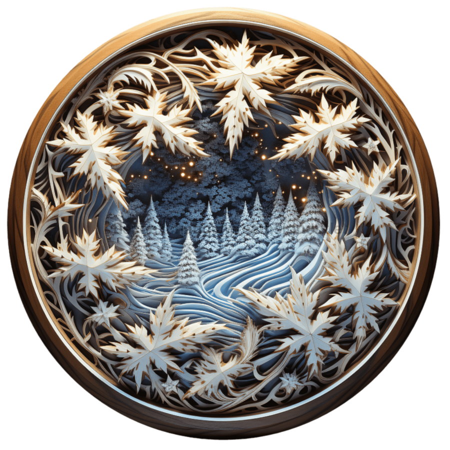 Winter Lighted Scene 10" Metal Wreath Sign - DECOE-4908