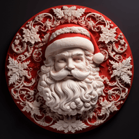Thumbnail for Winter Sign Red Santa Dco-00652 For Wreath 10 Round Metal