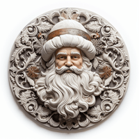 Thumbnail for Winter Sign Santa Dco-00648 For Wreath 10 Round Metal