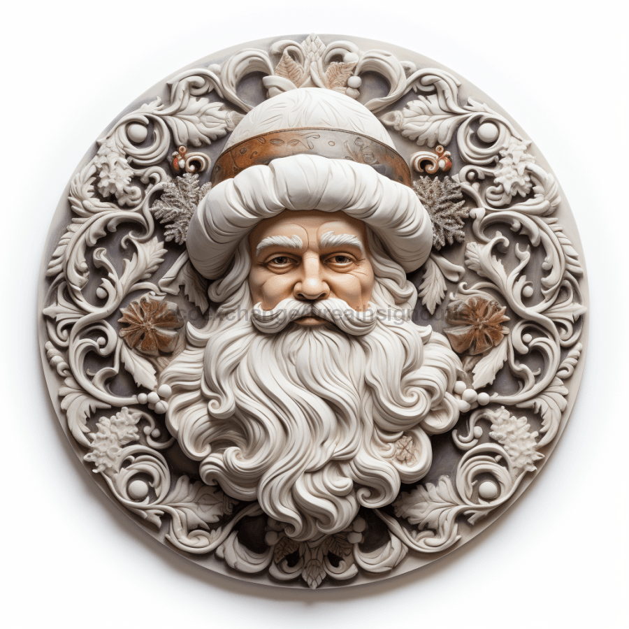 Winter Sign Santa Dco-00648 For Wreath 10 Round Metal