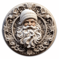 Thumbnail for Winter Sign Santa Dco-00654 For Wreath 10 Round Metal