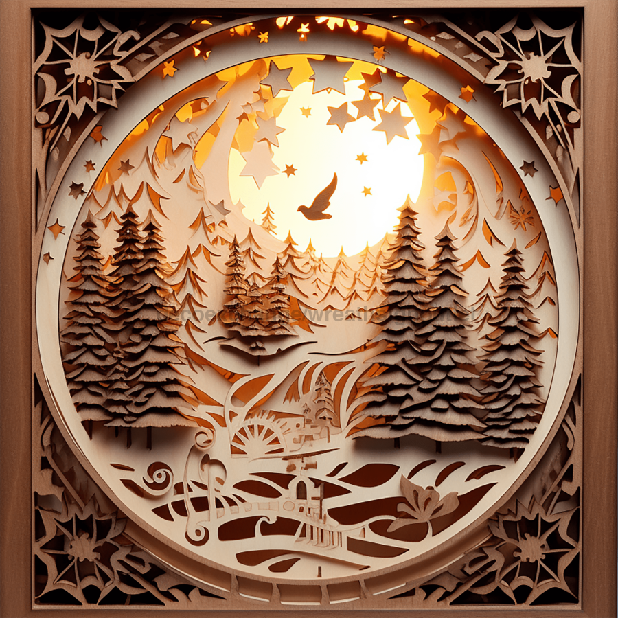 Winter Scenery 10x10" Metal Wreath Sign - DECOE-4838