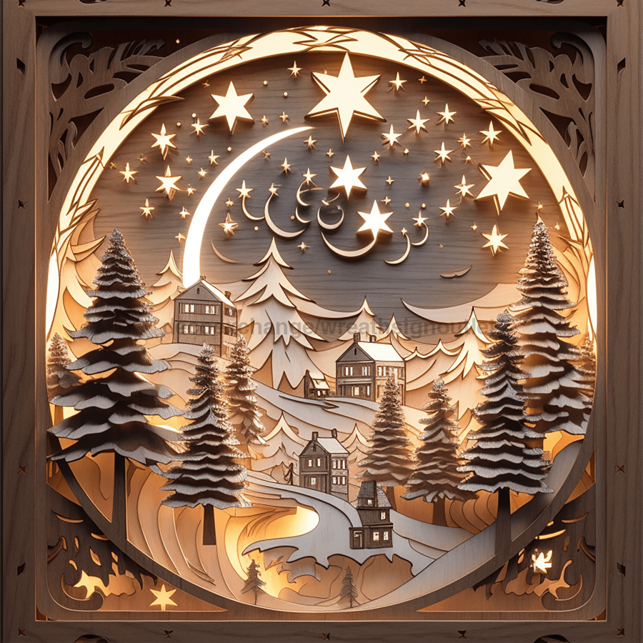 Winter Scenery 10x10" Metal Wreath Sign - DECOE-5160