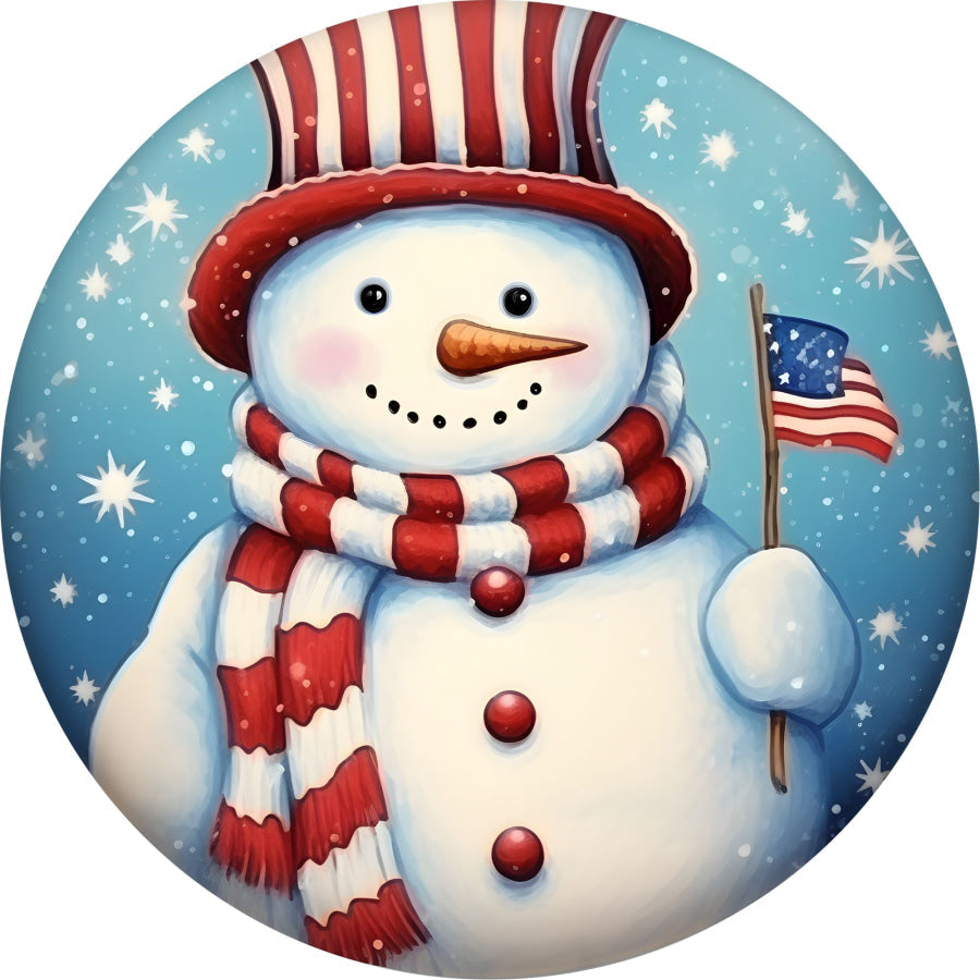 Winter Snowman 10" Metal Wreath Sign - DECOE-4784