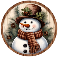 Thumbnail for Winter Snowman 10" Metal Wreath Sign - DECOE-4801