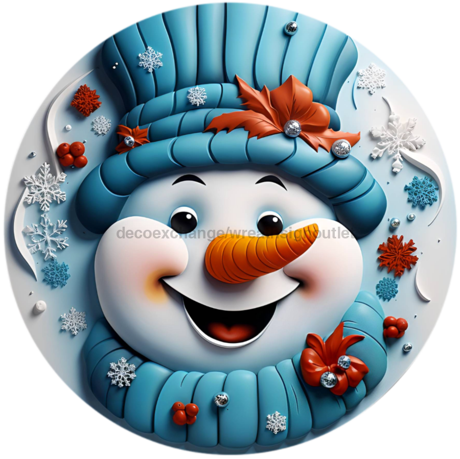 Winter Snowman 10" Metal Wreath Sign - DECOE-4803