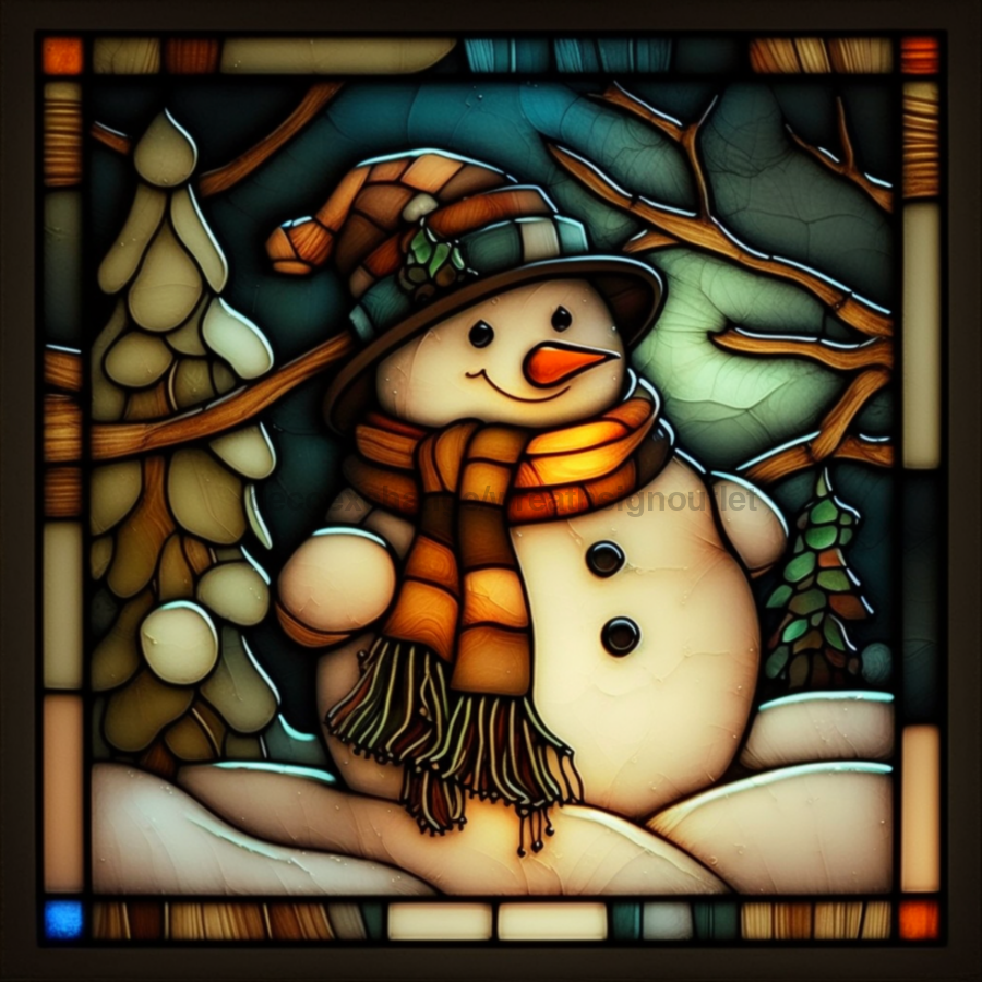 Winter Snowman 10x10" Metal Wreath Sign - DECOE-4805