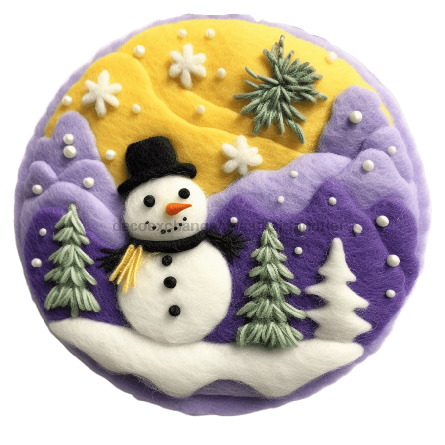 Winter Snowman 10" Metal Wreath Sign - DECOE-4844