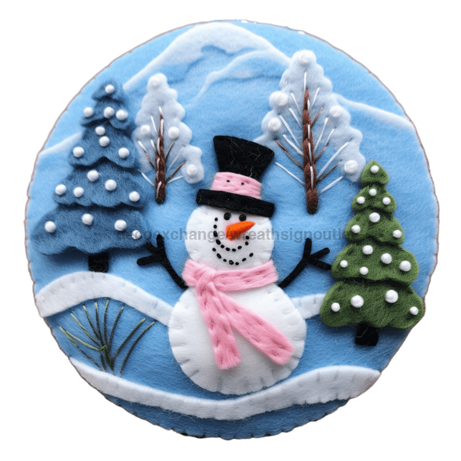 Winter Snowman 10" Metal Wreath Sign - DECOE-4847