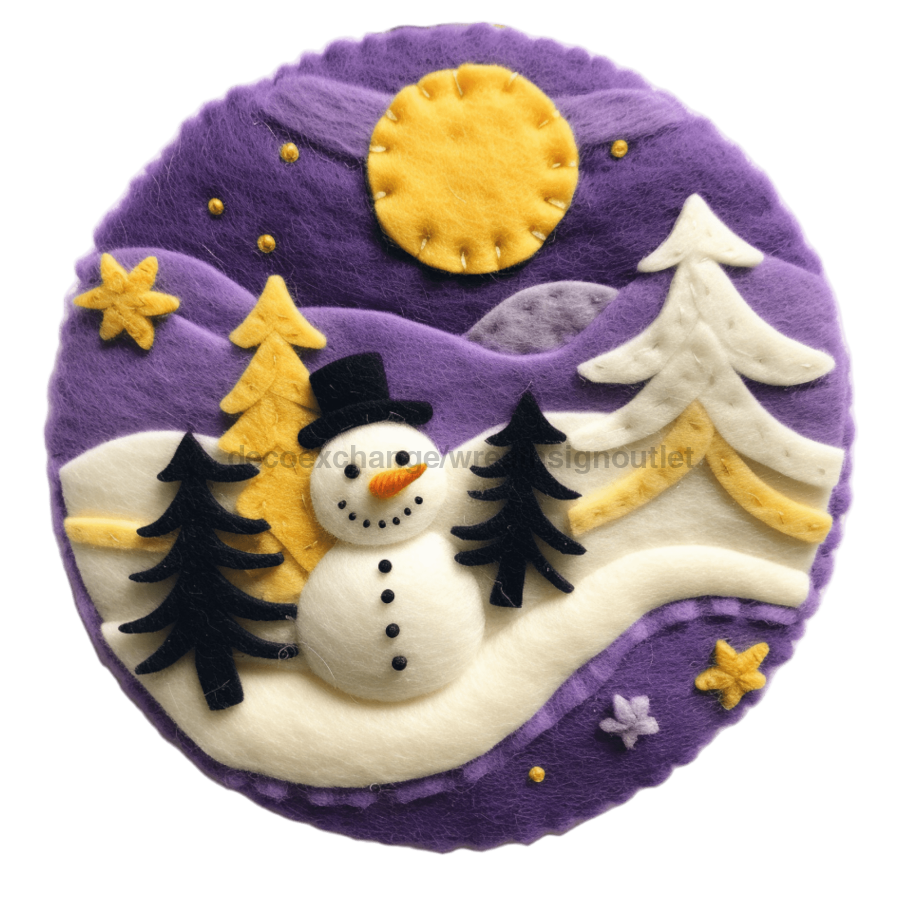 Winter Snowman 10" Metal Wreath Sign - DECOE-4851