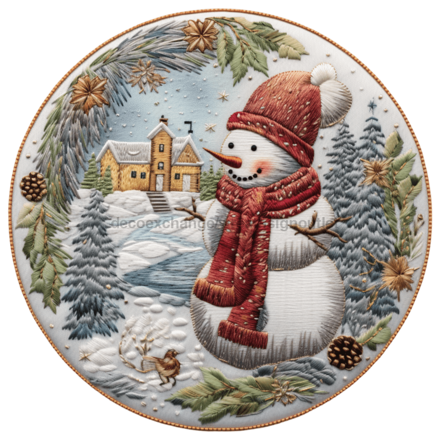 Winter Snowman 10" Metal Wreath Sign - DECOE-4861