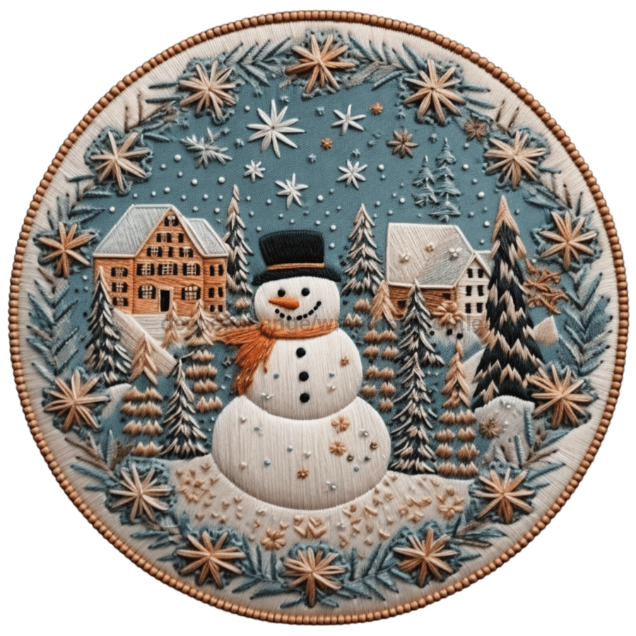 Winter Snowman 10" Metal Wreath Sign - DECOE-4866