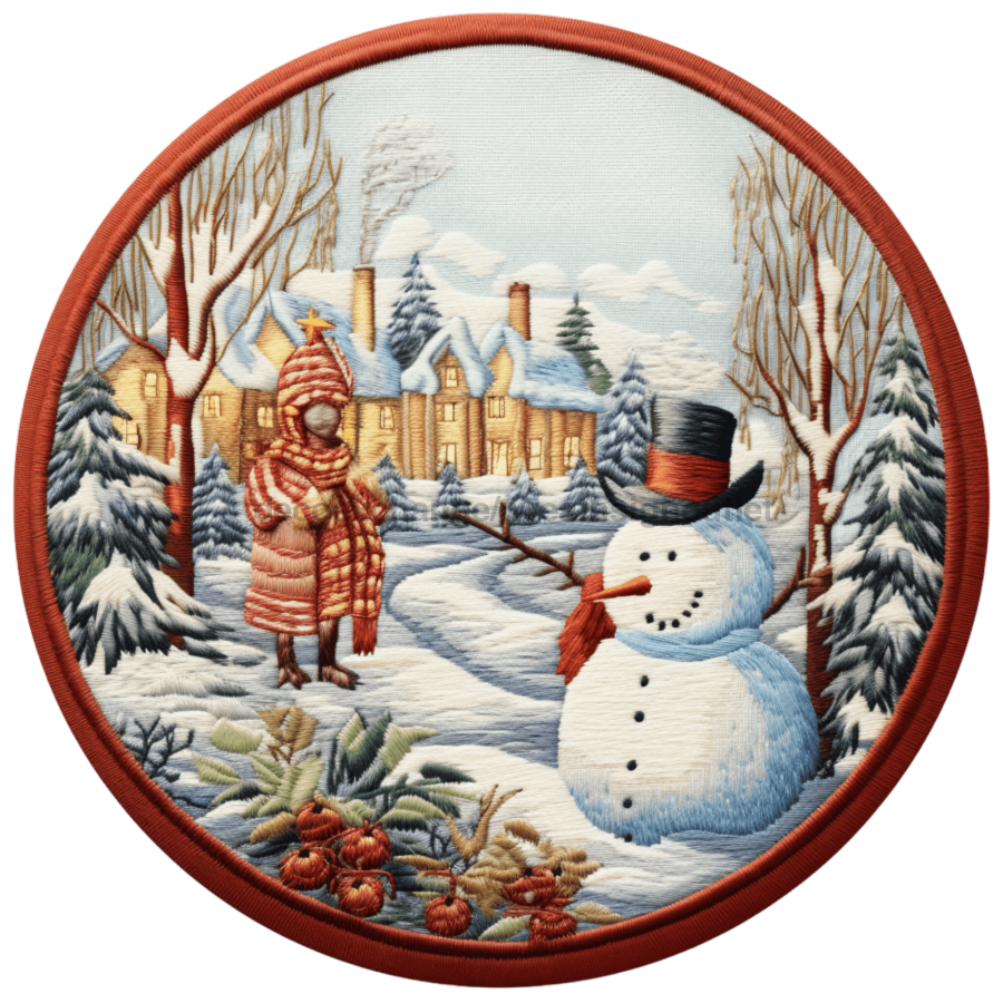 Winter Snowman 10" Metal Wreath Sign - DECOE-4871