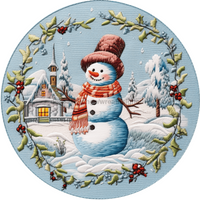 Thumbnail for Winter Snowman Scene 10" Metal Wreath Sign - DECOE-4876