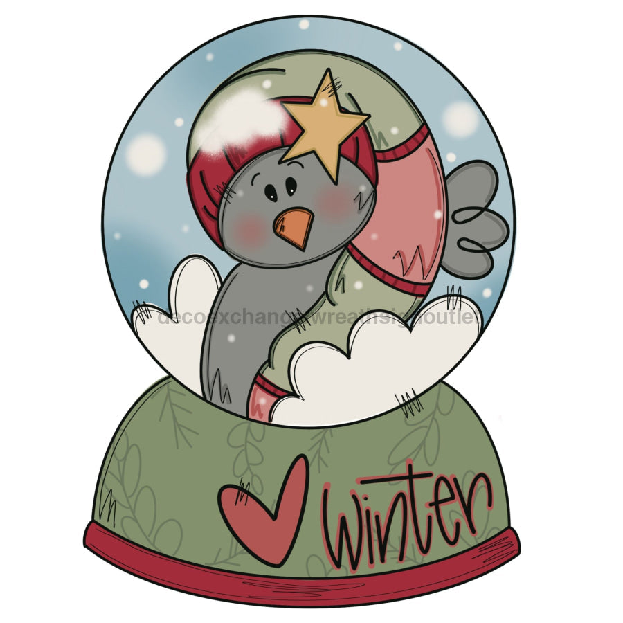 Winter Snow Globe Door Hanger, MJ-W-00083-DH, 22in Wood Door Hanger